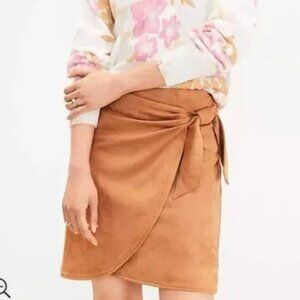 LOFT Faux Suede wrap camel skirt